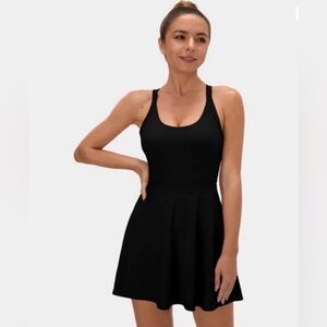 NWT Halara black Backless Twisted Athletic Workout Exercise Mini Dress